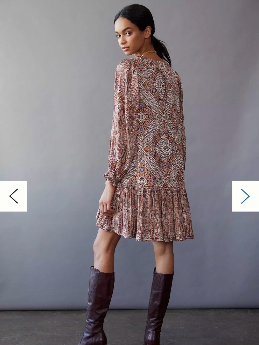 Anthropologie Sabia Flounced Tunic Dress V-Neck Tiered Midi Dress size XL lined